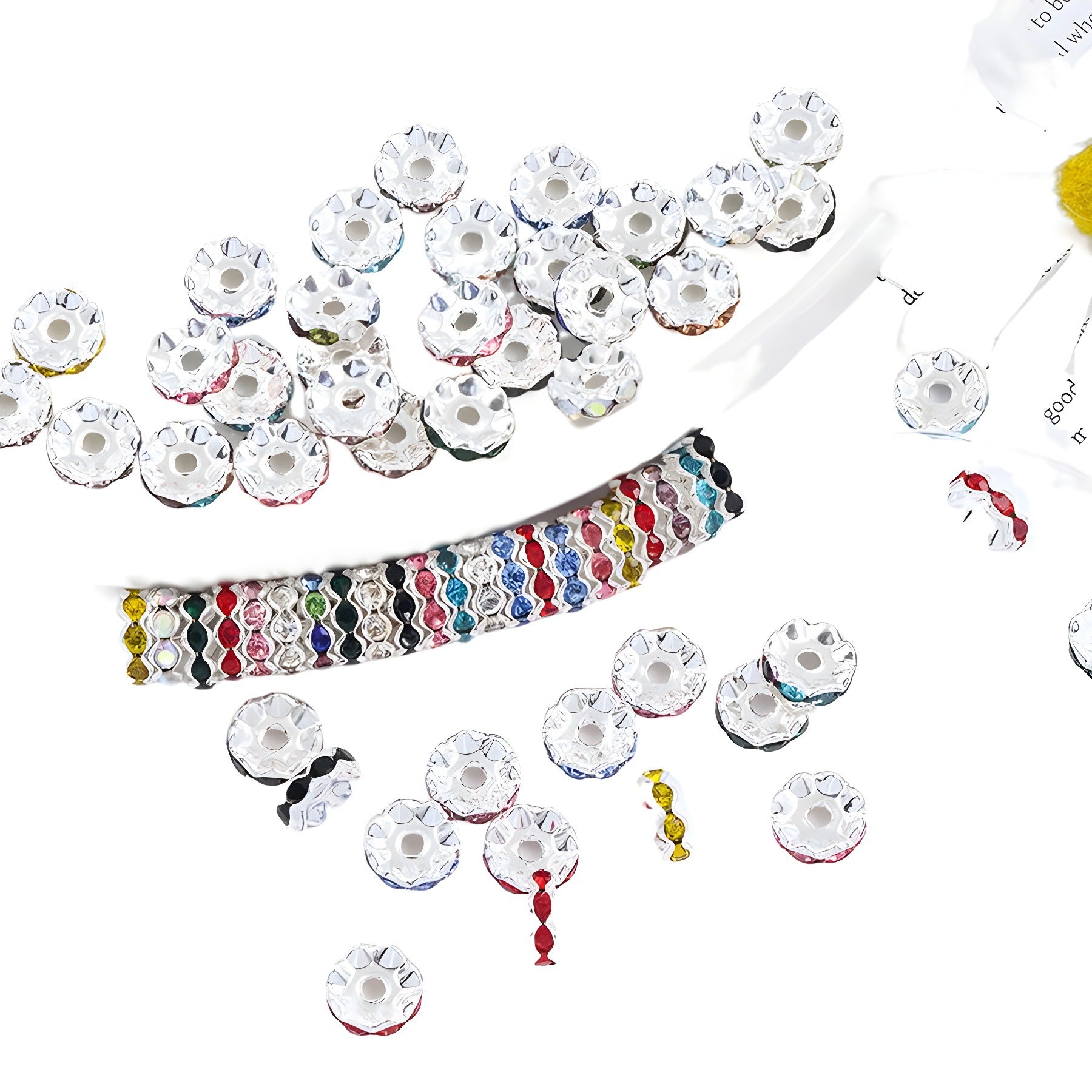 Wholesale Random 50pcs Round Rhinestone Wavy Edge Diamond Spacer DIY Jewelry Accessories Spacer Beads